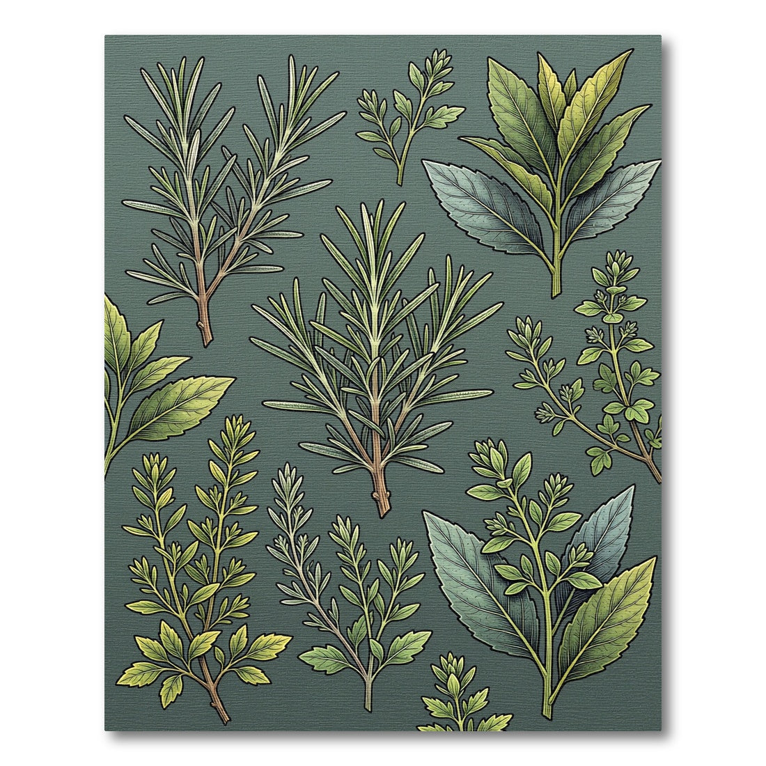 Green Herb Garden Botanical Arrangement Rug