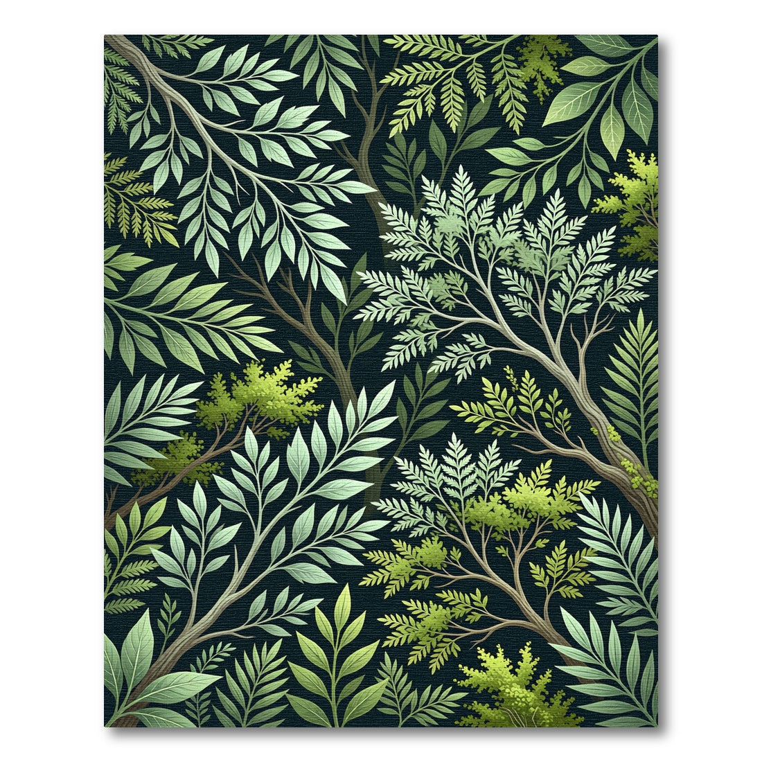 Verdant Forest Foliage Branches Rug