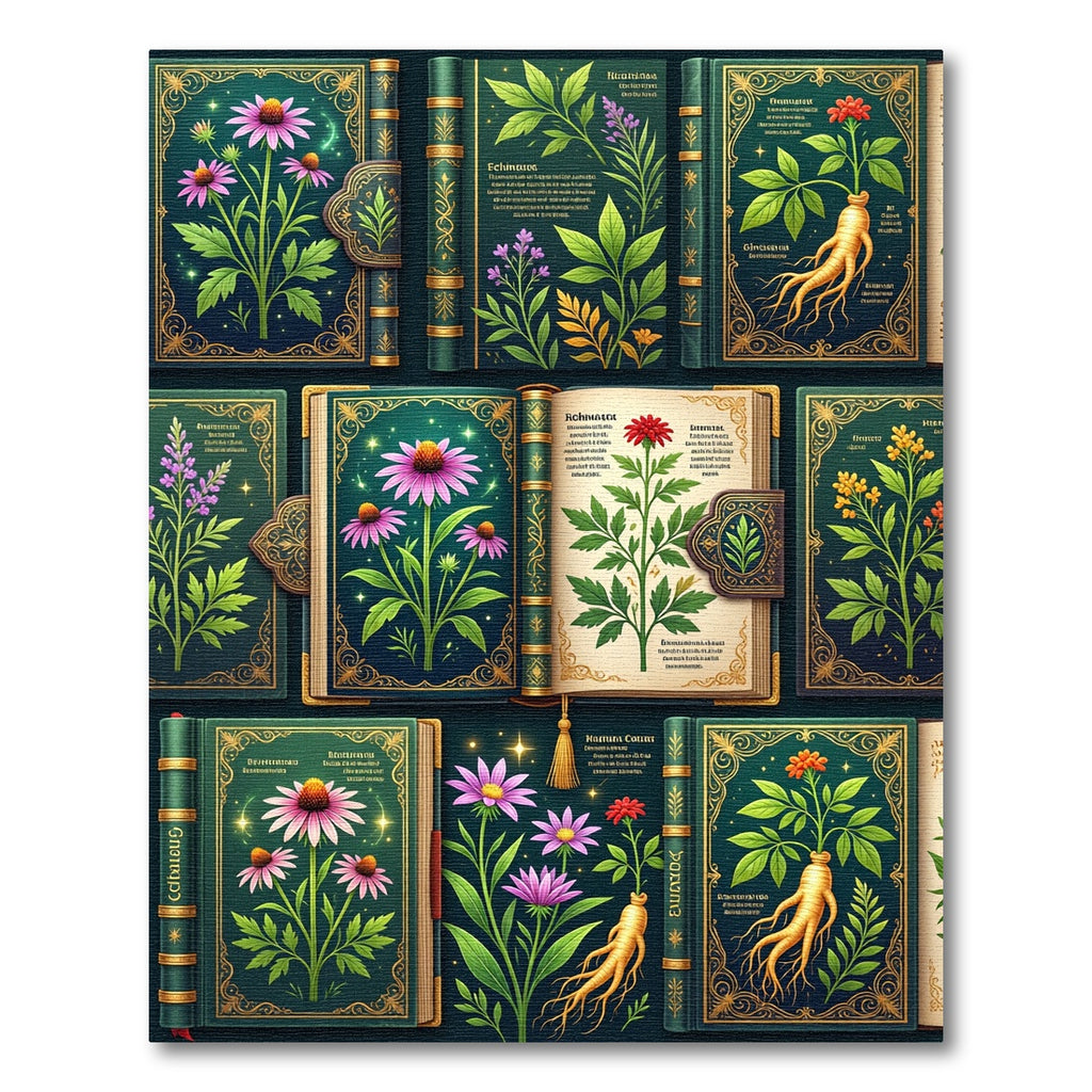 Botanical Golden Flora Forest Green Tapestry Rug