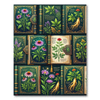 Botanical Golden Flora Forest Green Tapestry Rug