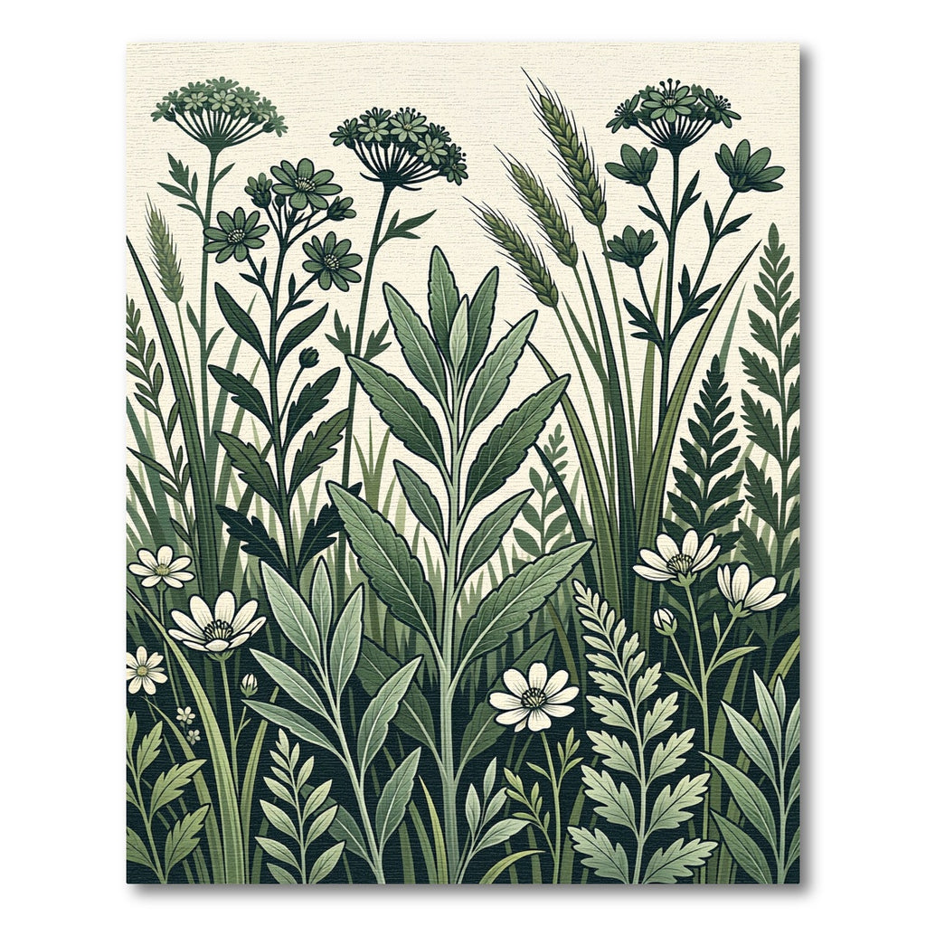 Botanical Green Wildflower Meadow Meadowscape Rug