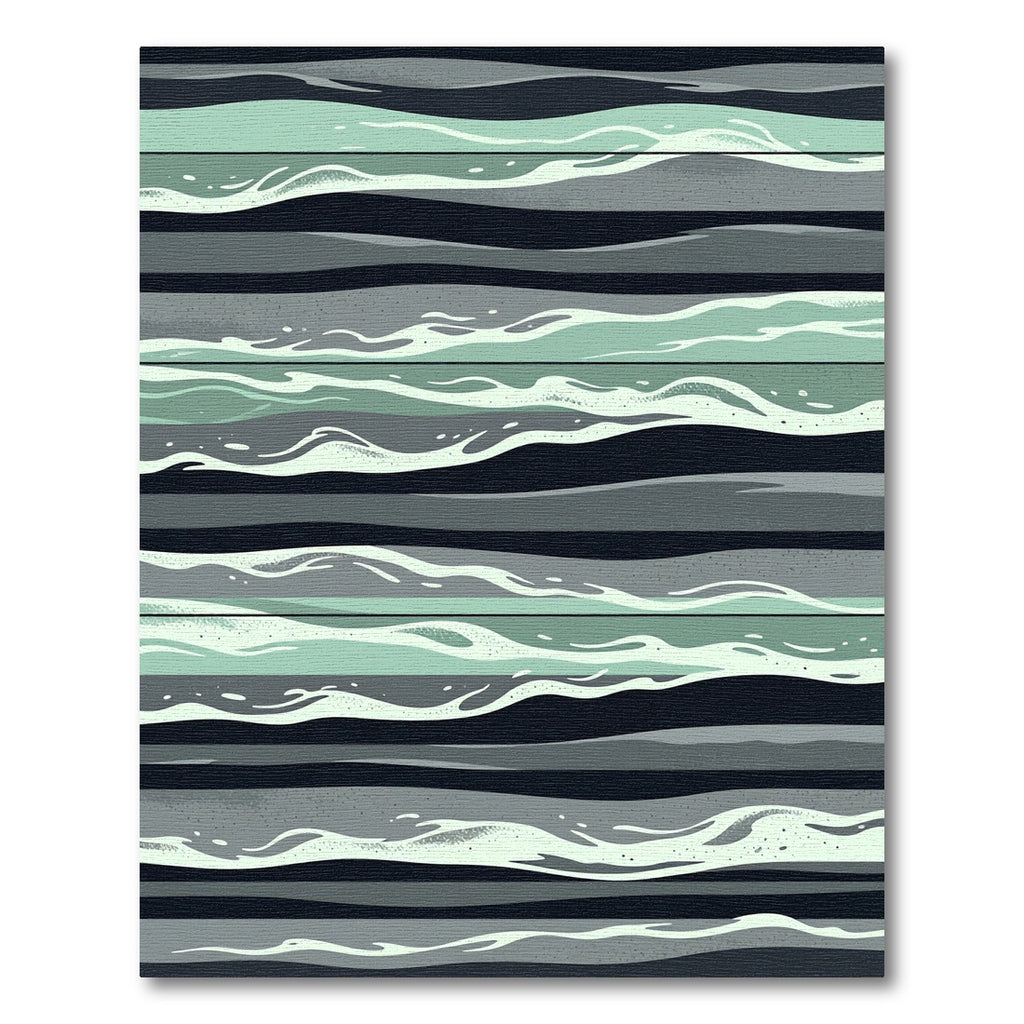 Modern Sage and Charcoal Wavy Stripe Rug