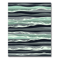 Modern Sage and Charcoal Wavy Stripe Rug