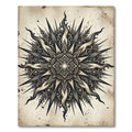 Antique Black Gold Sunburst Mandala Rug