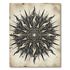 Antique Black Gold Sunburst Mandala Rug