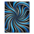 Vibrant Blue and Silver Vortex Swirl Rug