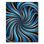 Vibrant Blue and Silver Vortex Swirl Rug