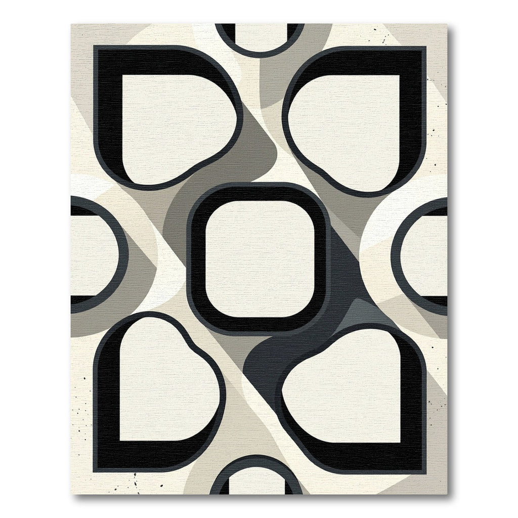 Minimalist Monochrome Abstract Geometric Curvature Rug