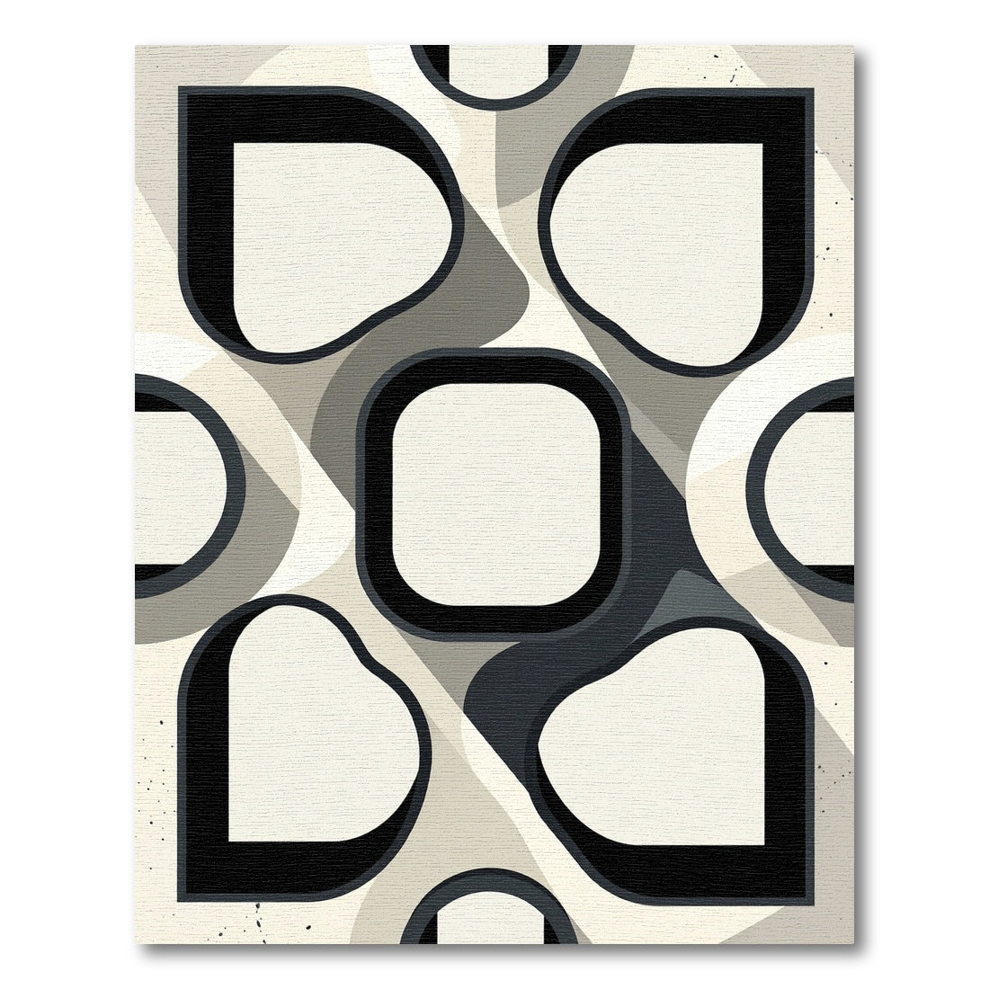 Minimalist Monochrome Abstract Geometric Curvature Rug