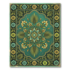 Vintage Emerald Golden Floral Star Rug