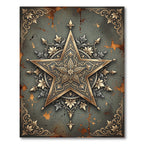 Ornate Golden Five Point Star Rug