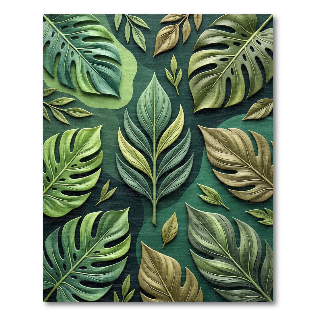 Verdant Leafy Botanical Collage Rug