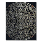Ornate Metallic Silver Floral Medallion Rug