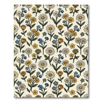 Yellow Blue Daisy Rose Garden Rug
