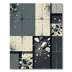 Monochrome Pebble Scattered Grid Rug