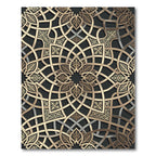 Elegant Gold Interlocking Geometric Lattice Rug