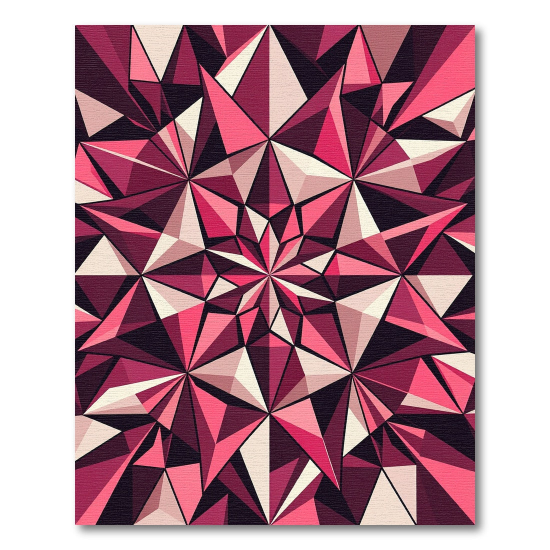 Modern Geometric Ruby Prism Art Rug