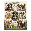 Whimsical Puppy and Butterfly Meadow Rug