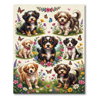 Whimsical Puppy and Butterfly Meadow Rug
