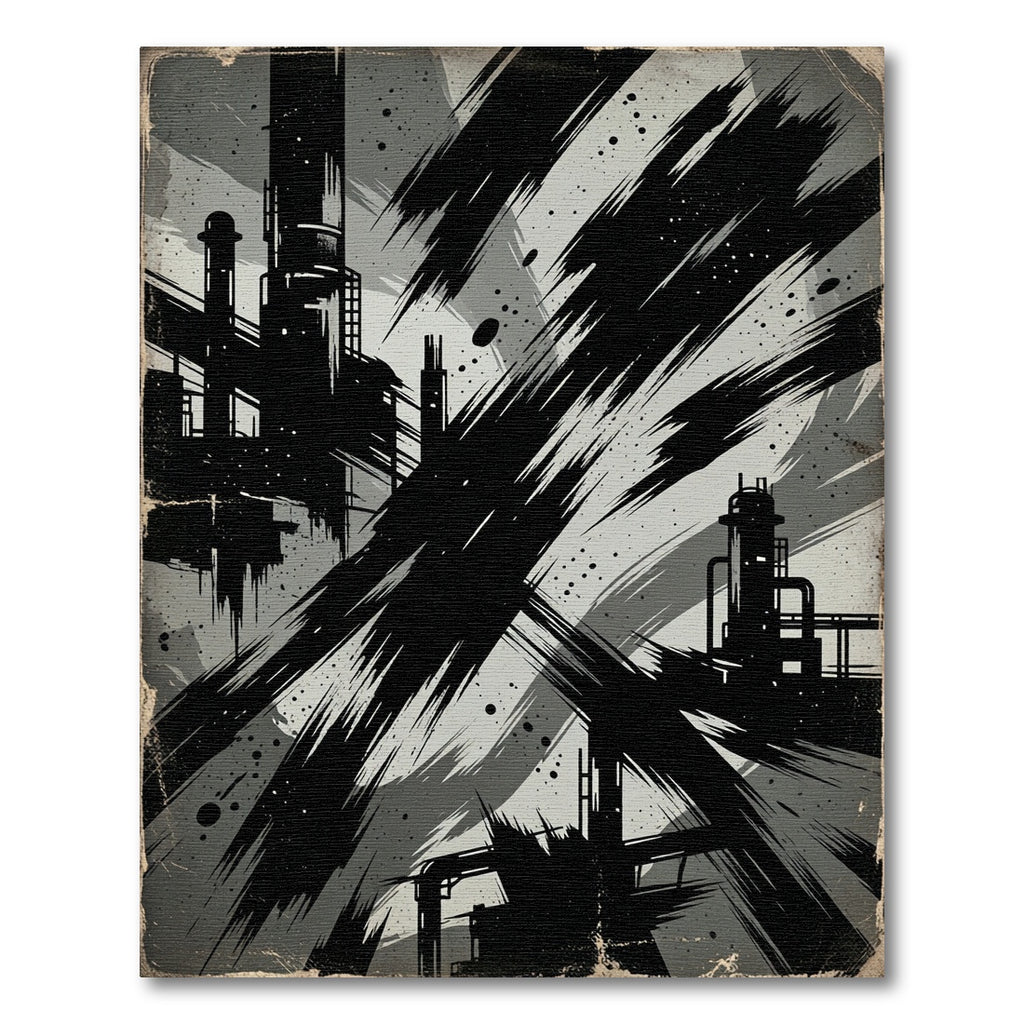Industrial Monochrome Abstract Brush Stroke Art Rug