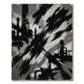 Industrial Monochrome Abstract Brush Stroke Art Rug