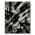 Industrial Monochrome Abstract Brush Stroke Art Rug