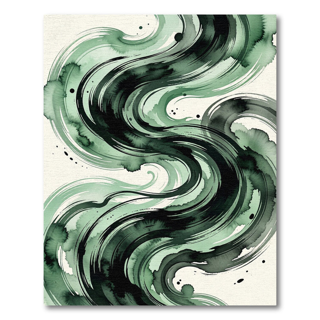 Ethereal Emerald Watercolor Abstract Swirl Rug