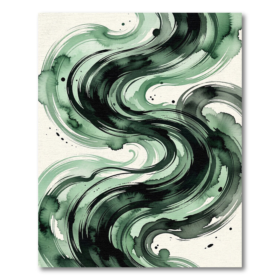 Ethereal Emerald Watercolor Abstract Swirl Rug