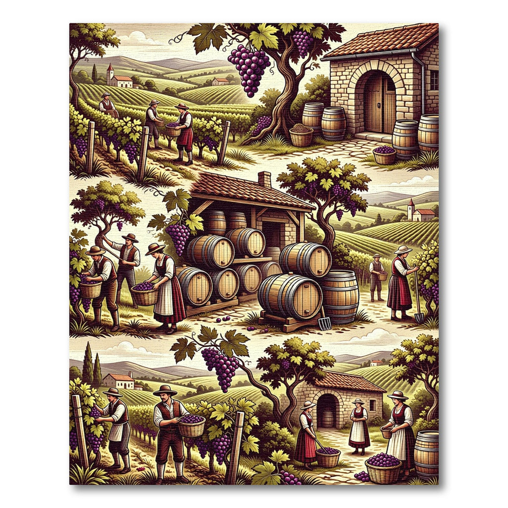 Vineyard Harvest Scene With Grapes Rug