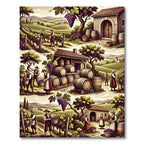 Vineyard Harvest Scene With Grapes Rug