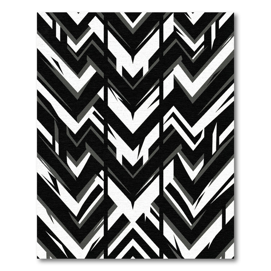 Black White Monochrome Jagged Chevron Rug
