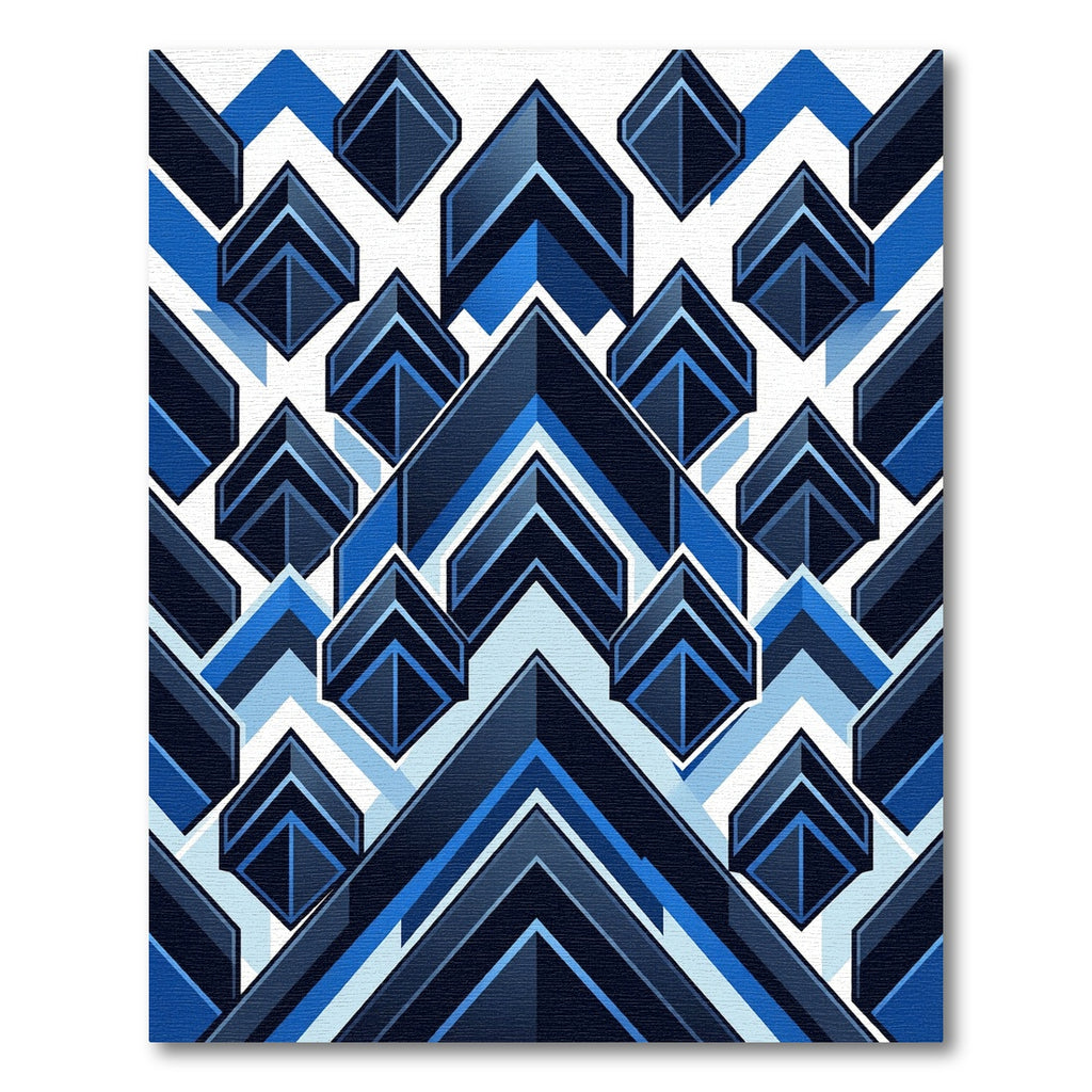 Bold Blue Chevron Geometric Abstraction Rug