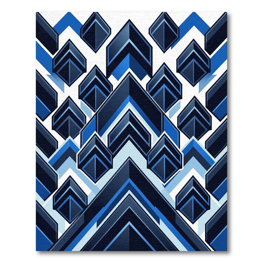 Bold Blue Chevron Geometric Abstraction Rug