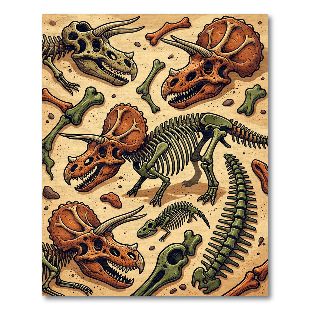 Dino Fossil Earthy Tone Trellis Rug