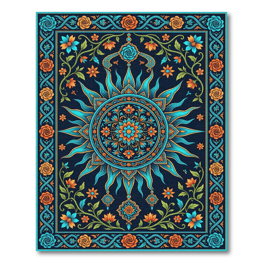 Celestial Sun Floral Garden Tapestry Rug