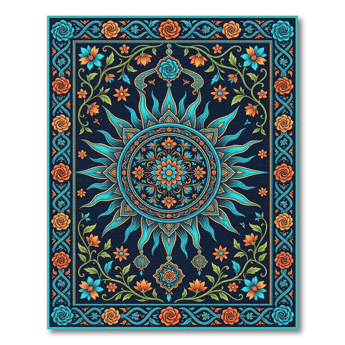 Celestial Sun Floral Garden Tapestry Rug