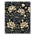 Cream Black Floral Garden Bloom Rug