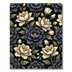 Cream Black Floral Garden Bloom Rug