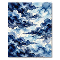 Deep Blue Watercolor Cloudscape Rug