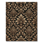 Elegant Gold Damask Charcoal Swirl Rug