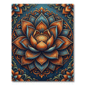 Orange Blue Lotus Mandala Rug
