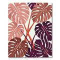 Mauve Plum Monstera Tropical Leaves Rug