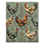 Rustic Farmhouse Chicken and Wheat Meadow Rug