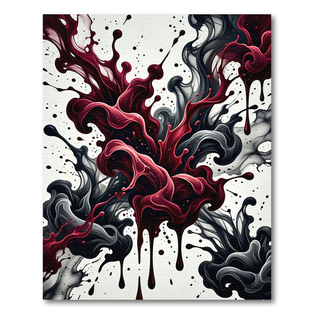 Dark Crimson Ink Swirl Abstract Art Rug