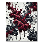 Dark Crimson Ink Swirl Abstract Art Rug