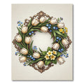 Cream Tulip and Primrose Oval Wreath Rug