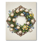 Cream Tulip and Primrose Oval Wreath Rug