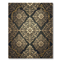 Ornate Gold Damask Charcoal Medallion Rug