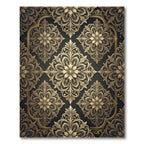 Ornate Gold Damask Charcoal Medallion Rug