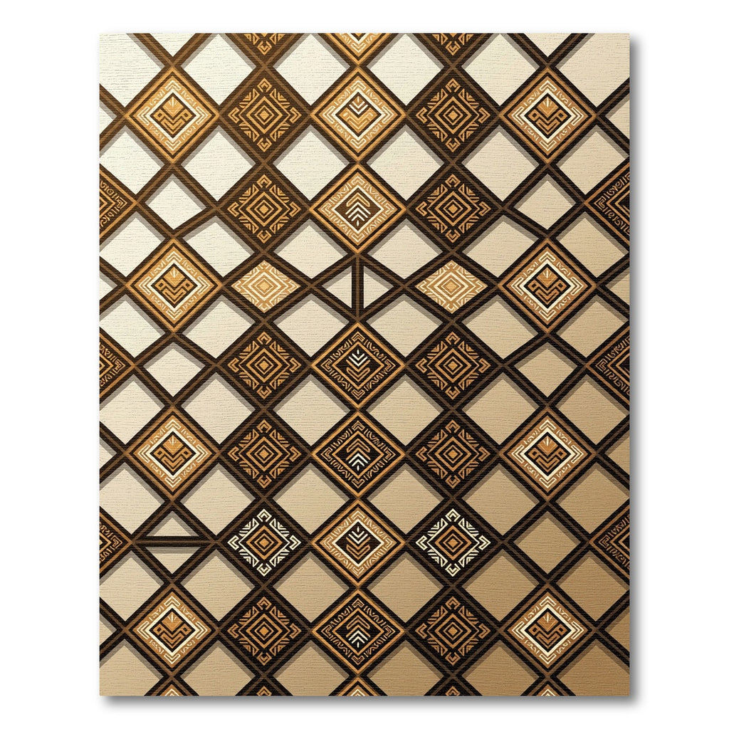 Golden Geometric Diamond Tribal Area Rug